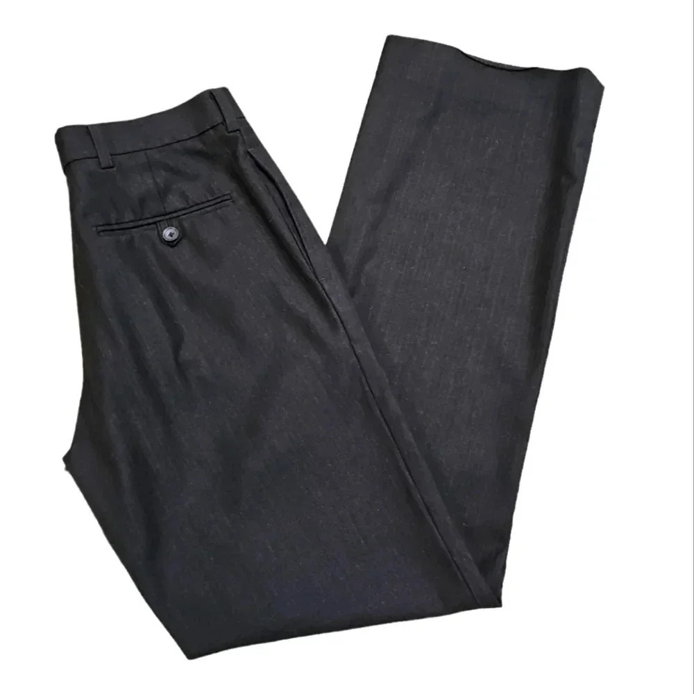Industrie Mens 30x32 Dress Pants Dark Brown Pinstripe Straight Leg Workwear - Picture 2 of 8